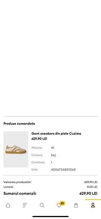 Sneakers GANT Cuzima din piele - mărimea 41, culoare bej - 300 lei