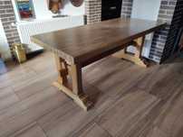 Masă 209 x 89 cm blat gros de 7 cm din lemn masiv de stejar