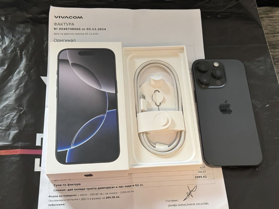 КАТО НОВ 256GB iPhone 16 Pro Vivacom Гаранция 2026г. Black