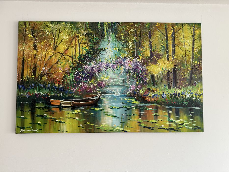 Tablou celebru pictat manual , Podul japonez