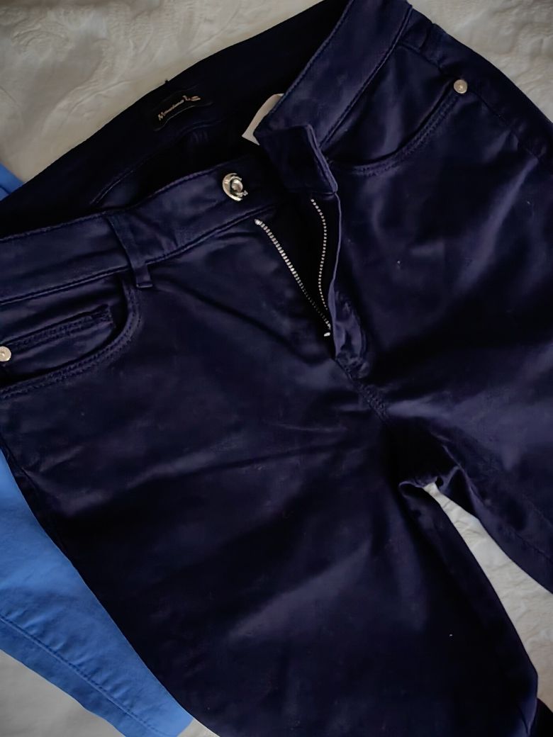 Сет Massimo Dutti панталони дънки 38 тъмно-син бял светло-син