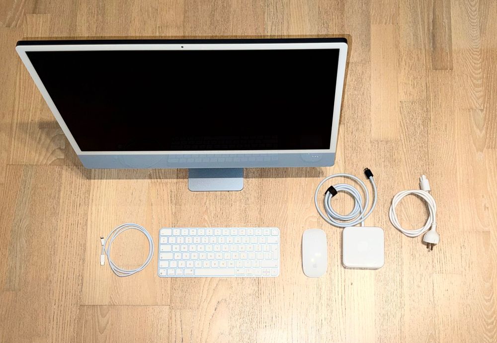 Продавам iMac 24” (2021) с M1 чип, в син цвят, в отлично състояние!