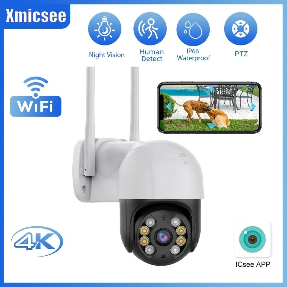 audio IP камера H.265 Wifi 8MP IP camera 4К HD PTZ auto tracking