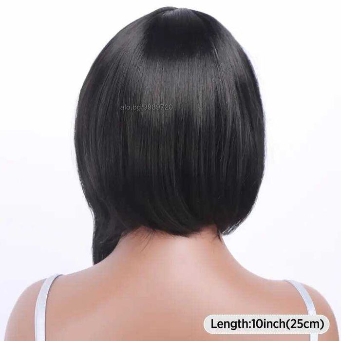 Асиметрична черна къса боб перука на път на една страна