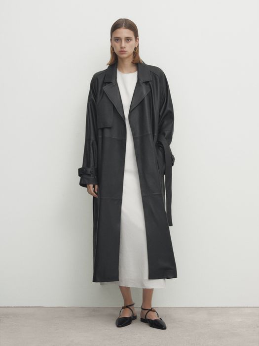 Trench din piele Massimo Dutti