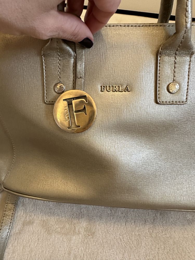 Geanta piele, aurie, Furla