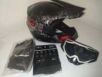 Set casca enduro+Ochelari+Manusi+Cagula