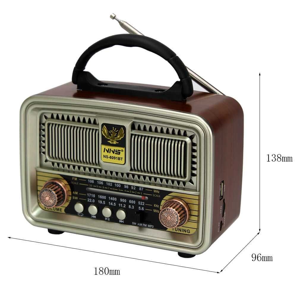 Ретро блутут радио NS-8091BT, MP3 Player, акумулаторна батерия