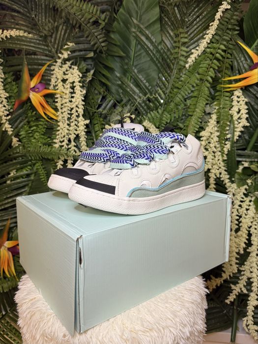 Lanvin Curb Suede Blue White