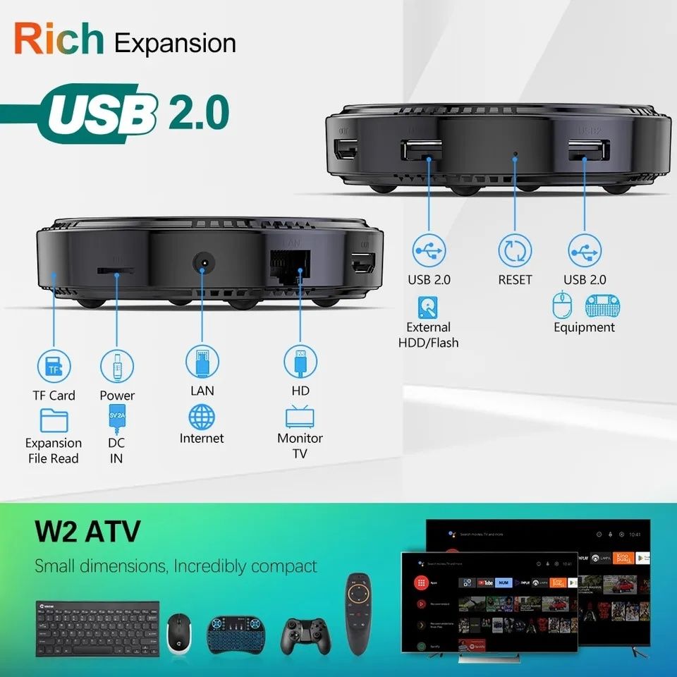 Vontar W2 4/32GB configurat full+air mouse ipTV Android 11 Smart