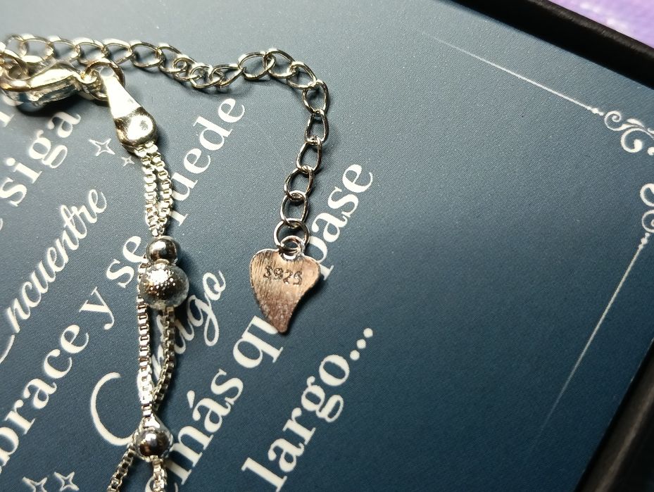 Brățară din Argint 925 – Model Dublu cu Steluțe, Biluțe și Charm Inimă