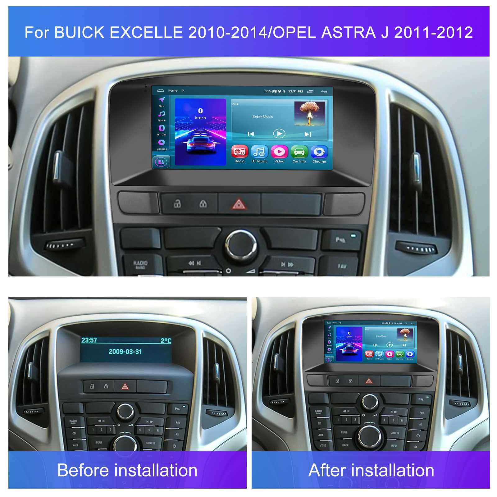 Navigatie Android Opel Astra J 2011–2012 GPS WIFI Canbus USB 2 + 32 Gb