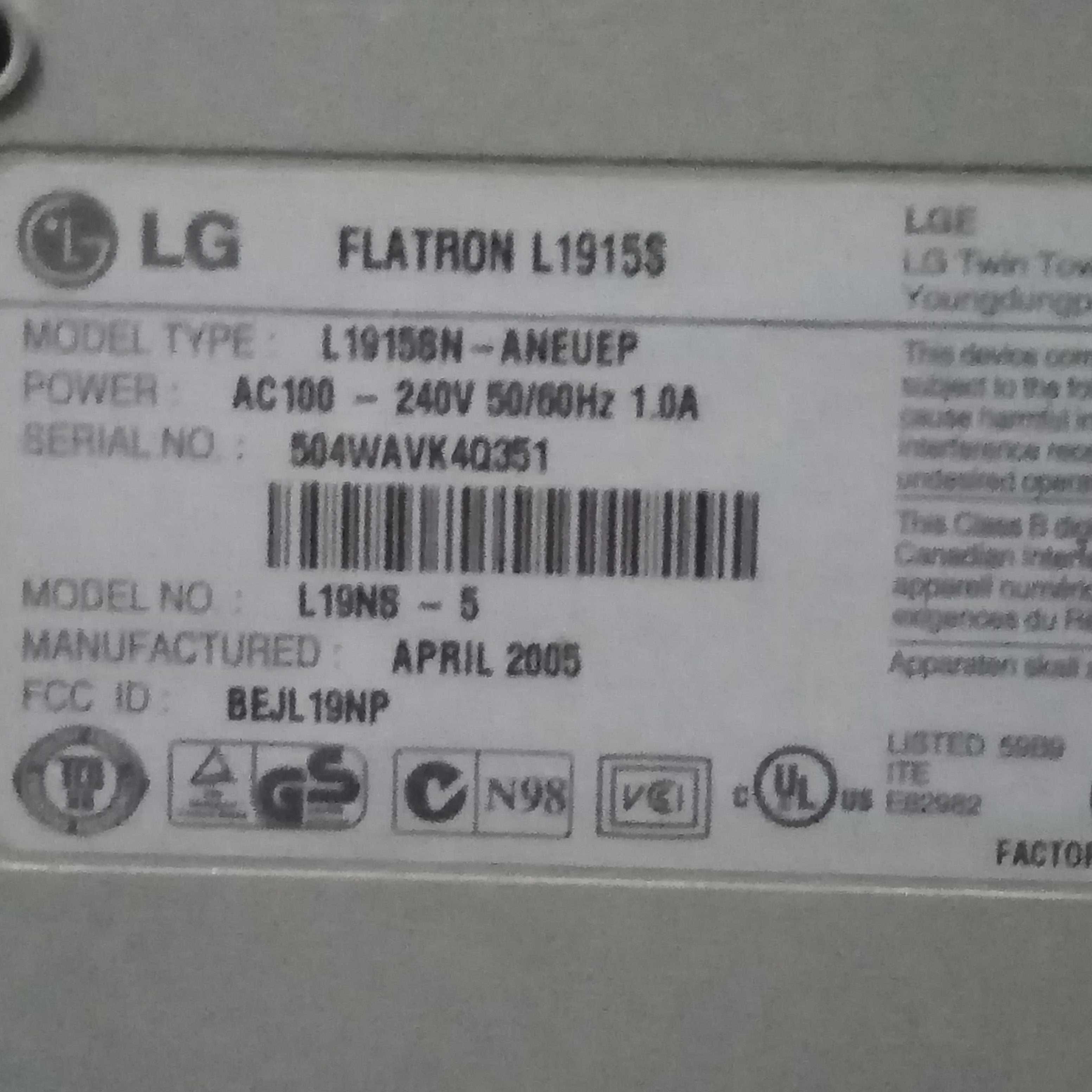 Monitor LG Flatron L1915S-19" (48 cm)