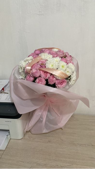 Букет цветов пионовидные розы свежие