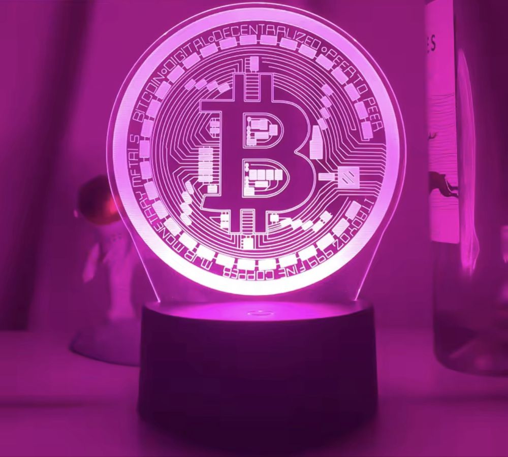 Bitcoin акрилна LED лампа с 16 цвята