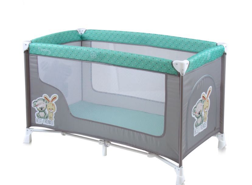 Бебешка кошара Lorelli Green&Gray с матрак с кокосови нишки 60/120