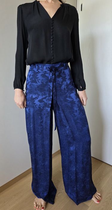 Pantaloni palazzo Zara Woman din jacard-brocart