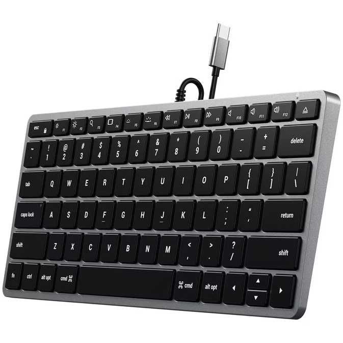 Tastatura Mac Satechi Slim W1 USB-C iluminata, US, Gri spatial, NOUA