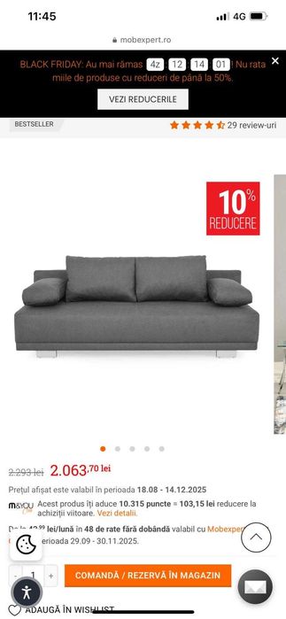 Canapea extensibilă, 3 locuri, stofă si fotoliu NOYER & VEGGER