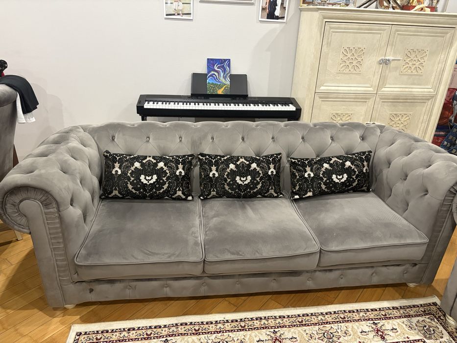 Диван и два кресла (серый комплект)