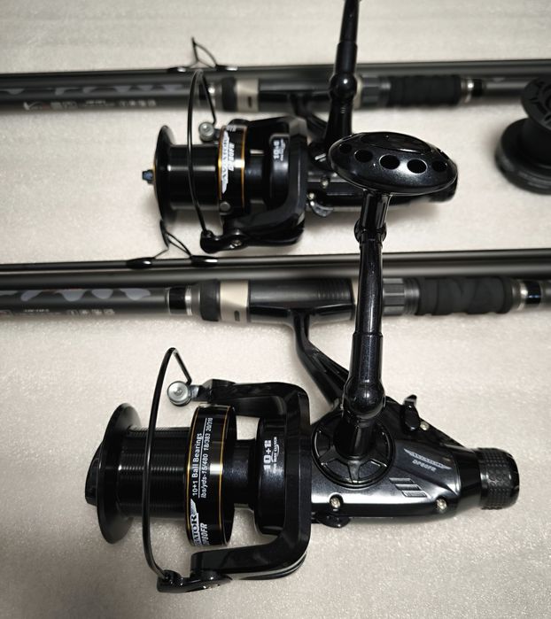 SET 2 Lansete Tactics 3.90m 5LBS 3 segmente + 2 Mulinete AVIATOR DP80