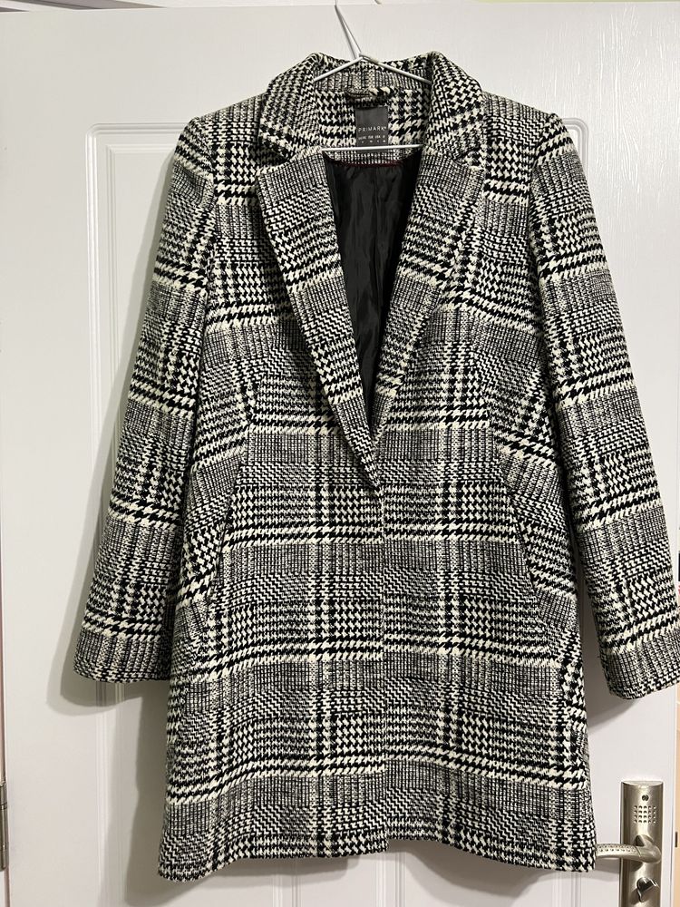 Дамско палто каре Primark рр 36 (S) черно бяло много добро състояние