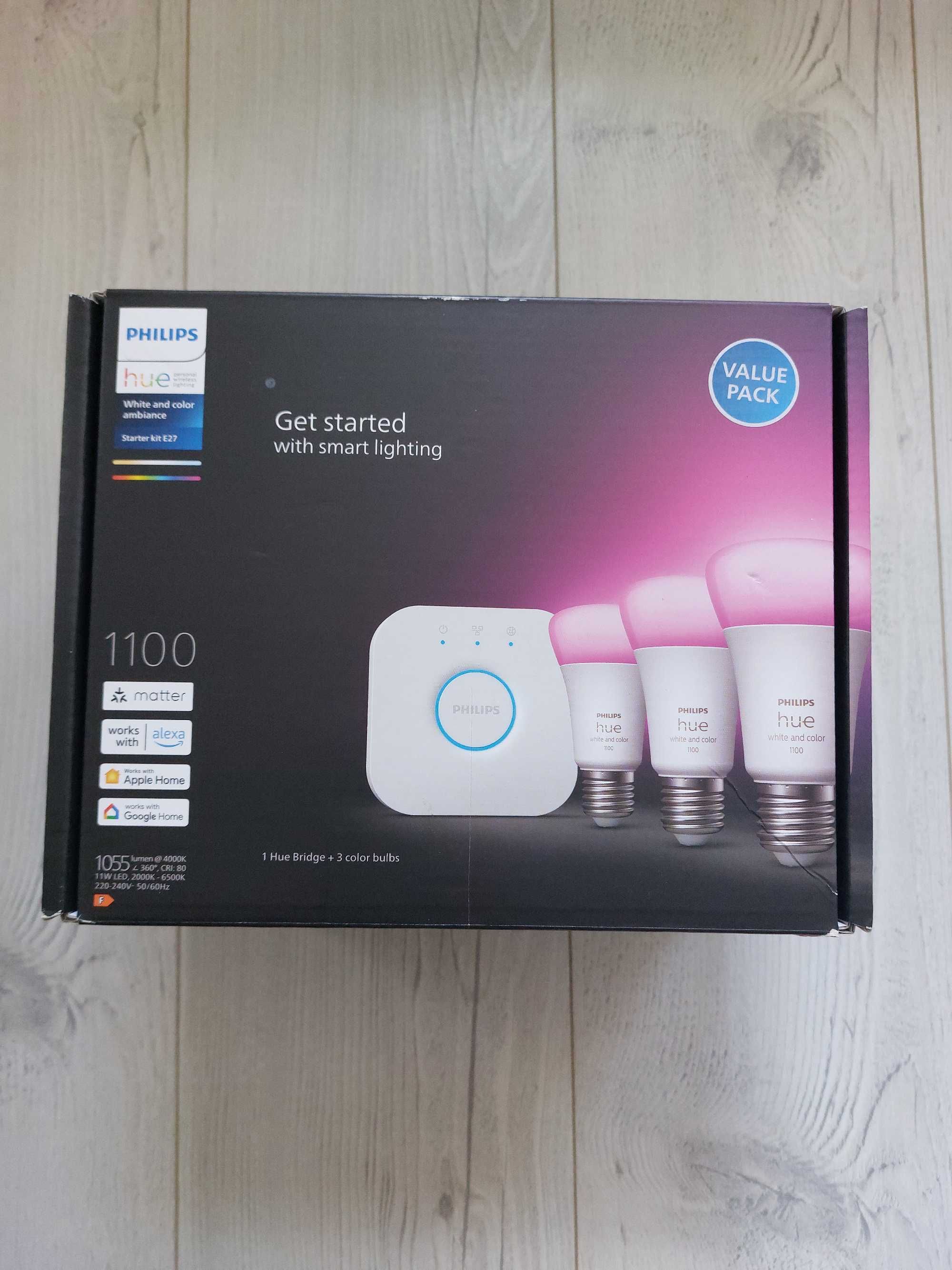 3 x PHILIPS Hue White Color Ambiance E27 LED 1100lm + Hue Bridge