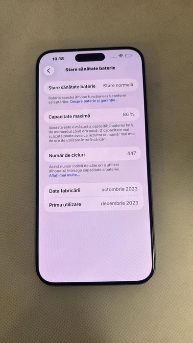 Telefon mobil Apple iPhone 15 Pro Max, 256GB, 5G, White Titanium -A-