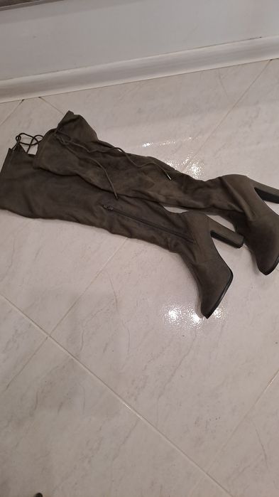 Дамски ботуши-чорап, размер 39, цвят каки