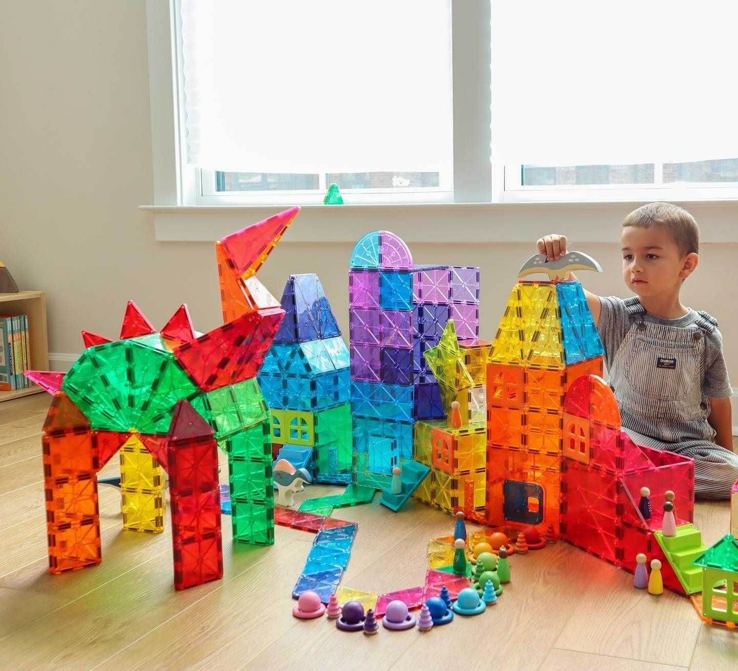 Set Inteligent Placute Magnetice de Constructie 78 Piese