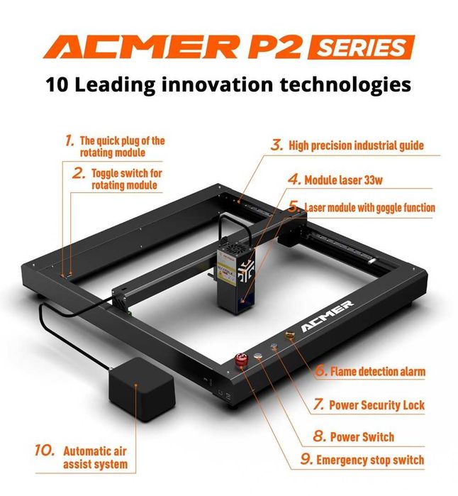 ACMER P2 10W 1800лв 20W 2600лв 33W 3000лв CNC лазер лазерно гравиране