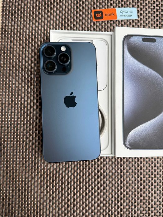 КАТО НОВ! iPhone 15 Pro MAX Лизинг от 50лв/м Blue Titanium 256Gb