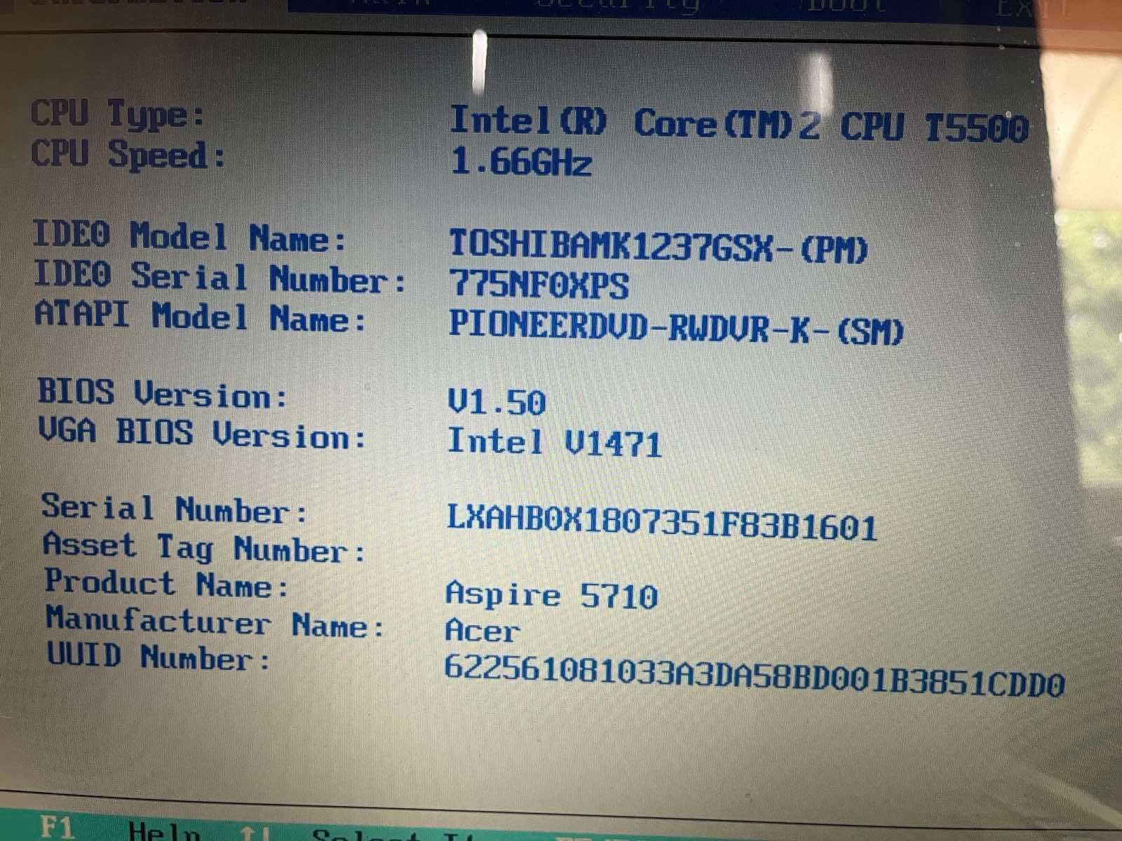 Acer Aspire 5710 - 1.66 GHz 15.4 120 GB HDD 2 GB DDR2