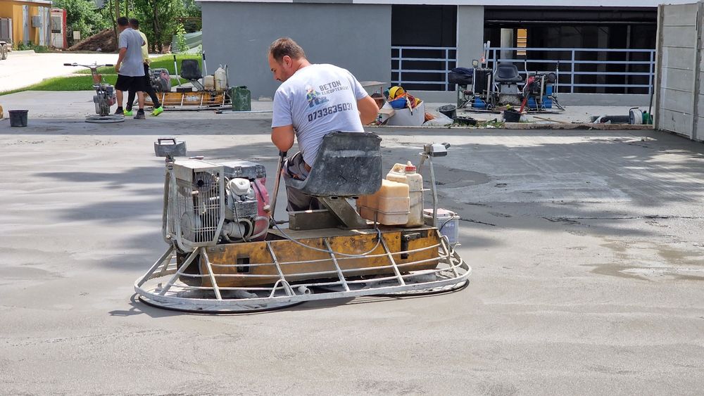 Turnare beton finisat cu elicopter și cuart, sapa elicopterizata