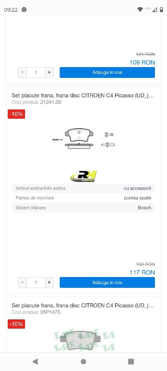 Plăcuțe frana față Citroen C4 Picasso Renault , Peugeot...