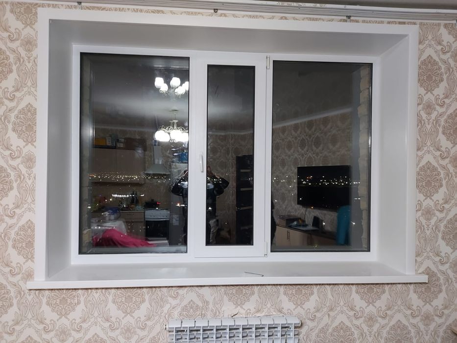 Пластиковые окна,  перегородки, двери, витражи, откосы разных цветов