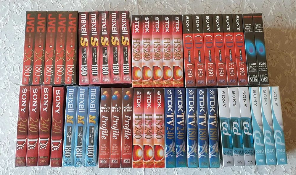Нови видеокасети VHS TDK, JVC, BASF, Sony, Memorex. Konica