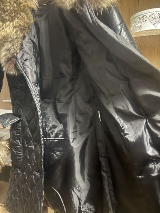 Palton insertii piele si blana naturala, inpecabil