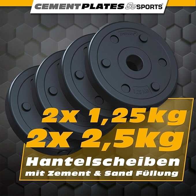 ScSPORTS® комплект дъмбели 20кг, 120см лост, тежести 2 x 5/2,5/1,25кг