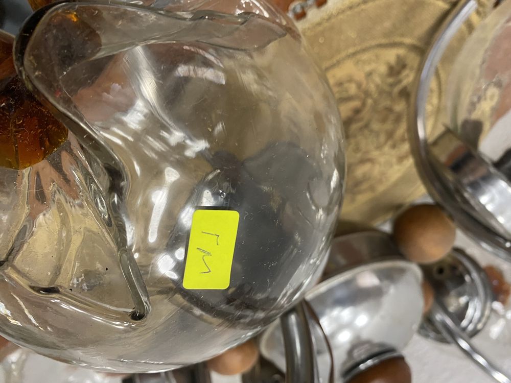 Италиански полилей с плафони от духано разноцветно стъкло