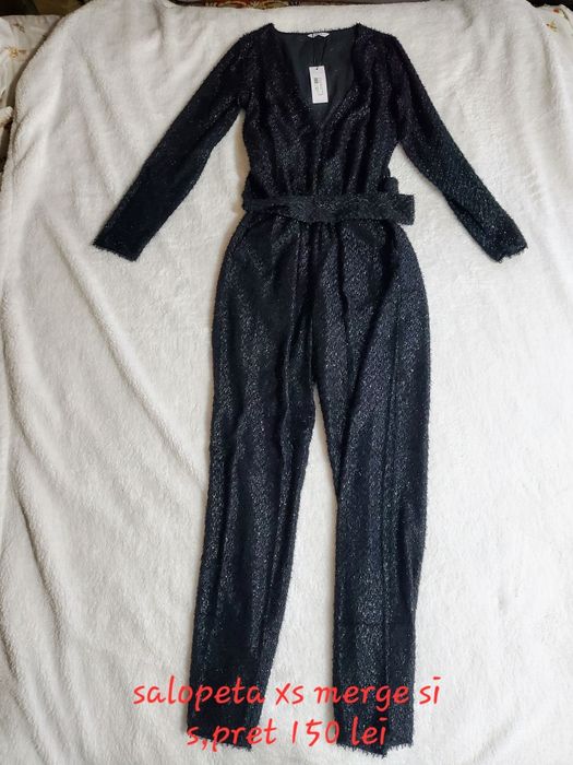 Salopeta eleganta , neagra cu fir argintiu