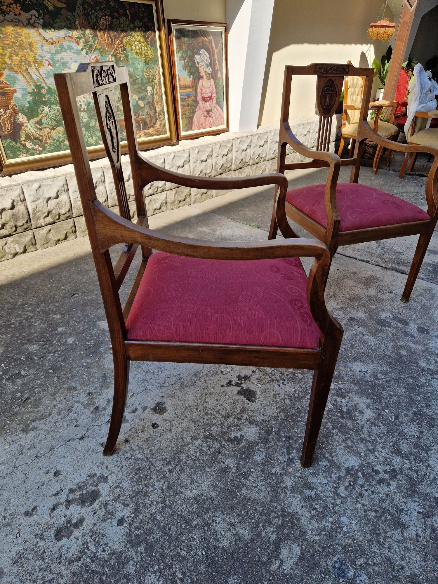 Прекрасен чифт антикварни немски столове кресла Biedermeier