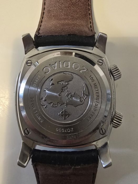 Ceas Zodiac Desert Master Blue ZO7000 GMT World Timer Men's Watch, Rar