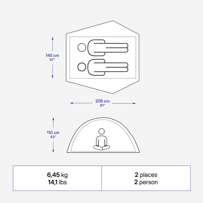 Cort Camping Polibumbac 2 persoane 2 - produs resigilat Decathlon