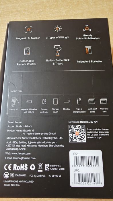 iSteady hohem V3 cu AI Tracker, 3 axe professional