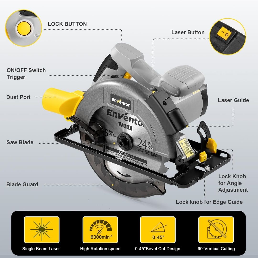 Fierastrau Circular 1400W cu ghidaj laser - NOU
