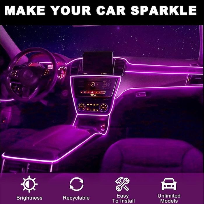 Kit  Neon Lumina Ambientala Auto, USB, Multifunctional