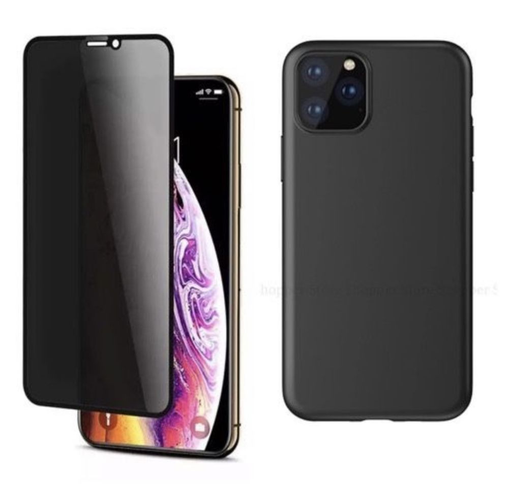 Husa Silicon X CASE si Folie Sticla 6D Privacy Iphone 11 12 13/PRO/MAX