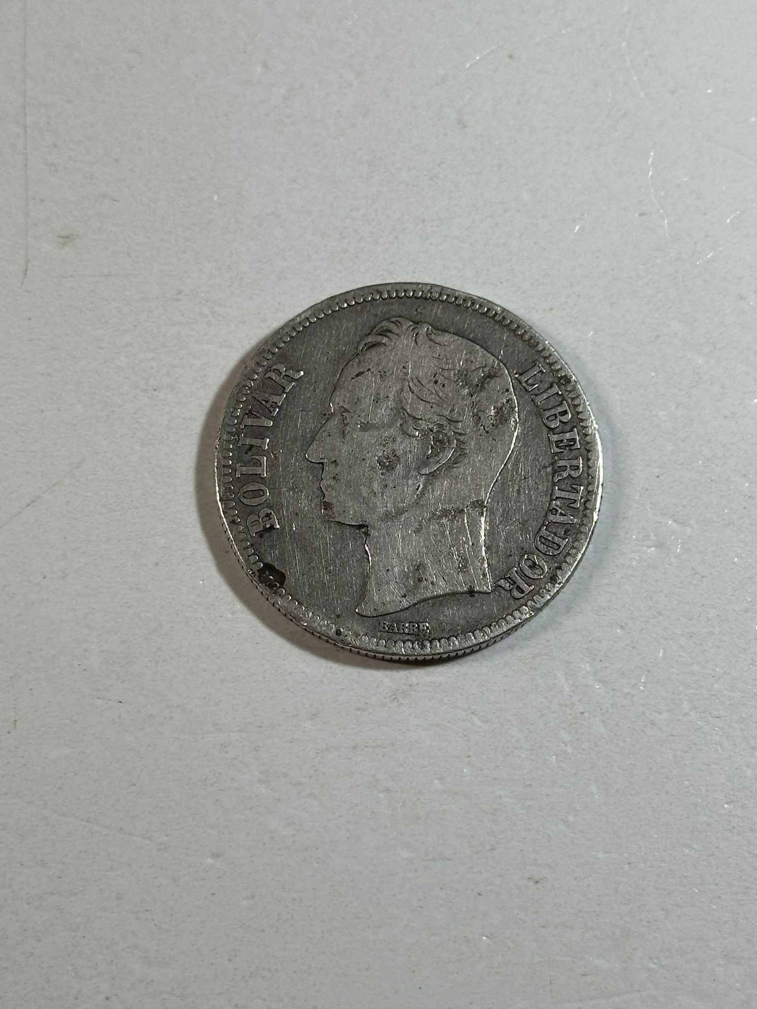 MONEDA ARGINT 900 - 5 BOLIVARES - 1936 - Venezuela - 25g. - 5lei/gr. !