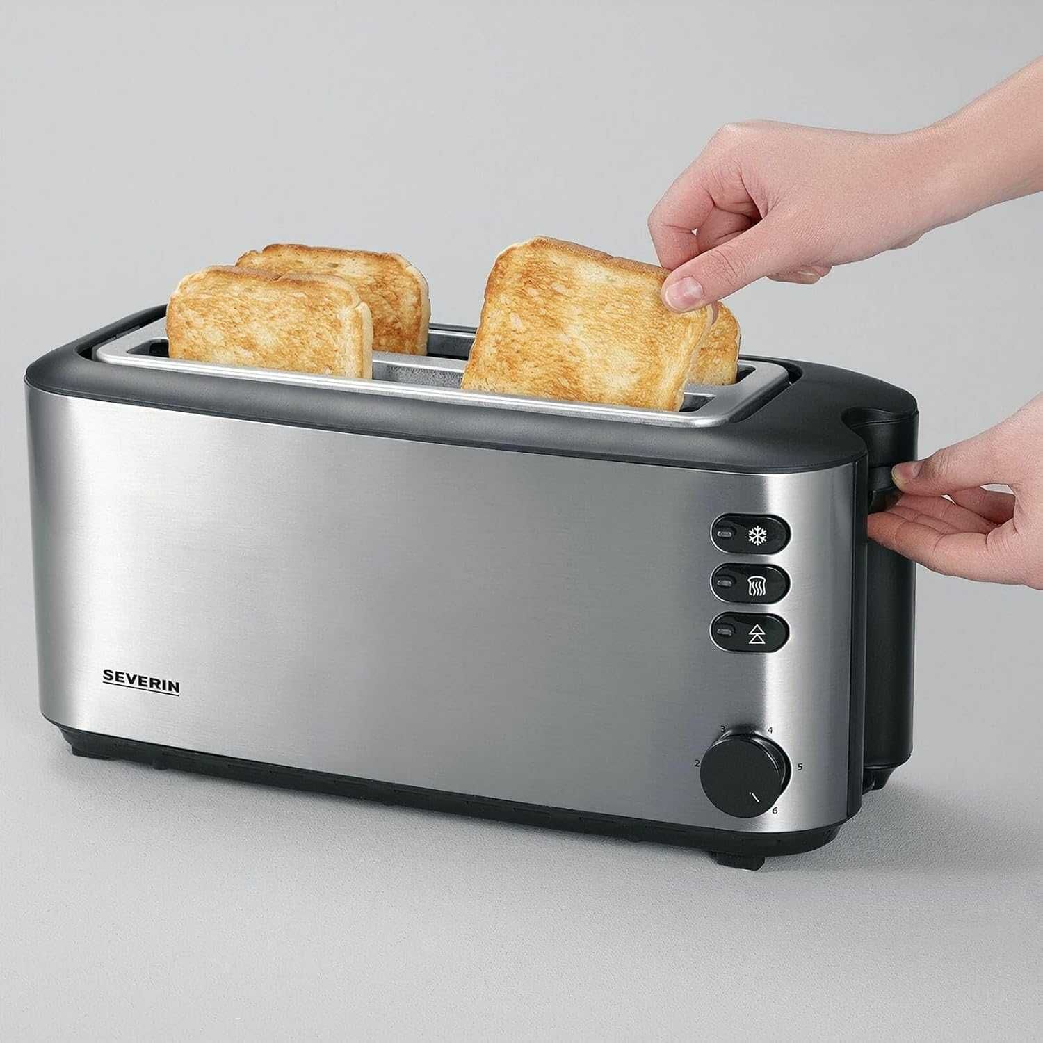 Severin 2509 Автоматичен тостер с 4 филии и дълъг отвор, 1400W